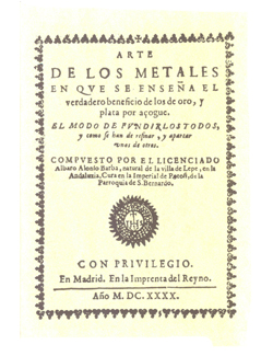 Portada de Arte de los metales en que se enseña el verdad...