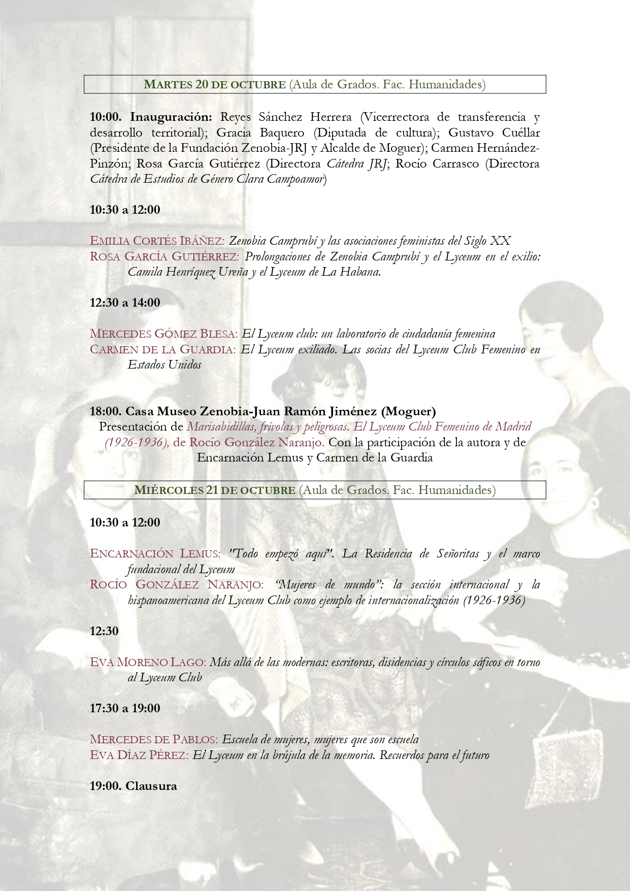 Programa ZC y Lyceum Club 